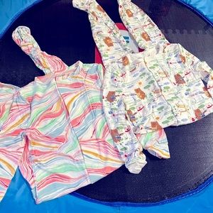 NWOT Pair of Magnetic Me 18-24m footies swirl and bear-b-que print